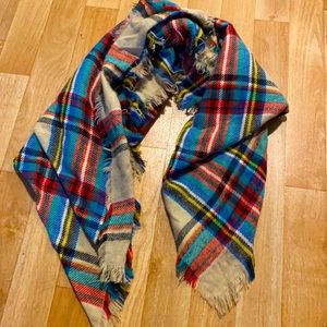 Plaid blanket scarf